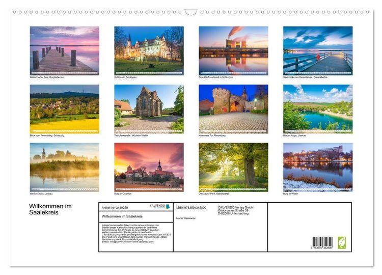 Produktbild: Willkommen im Saalekreis (Wandkalender 2027 DIN A2 quer), CALVENDO Monatskalender