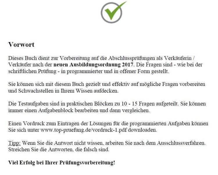 Produktbild: Top Pr&uuml;fung Verk&auml;uferin / Verk&auml;ufer - 300 Testfragen f&uuml;r die Abschlusspr&uuml;fung