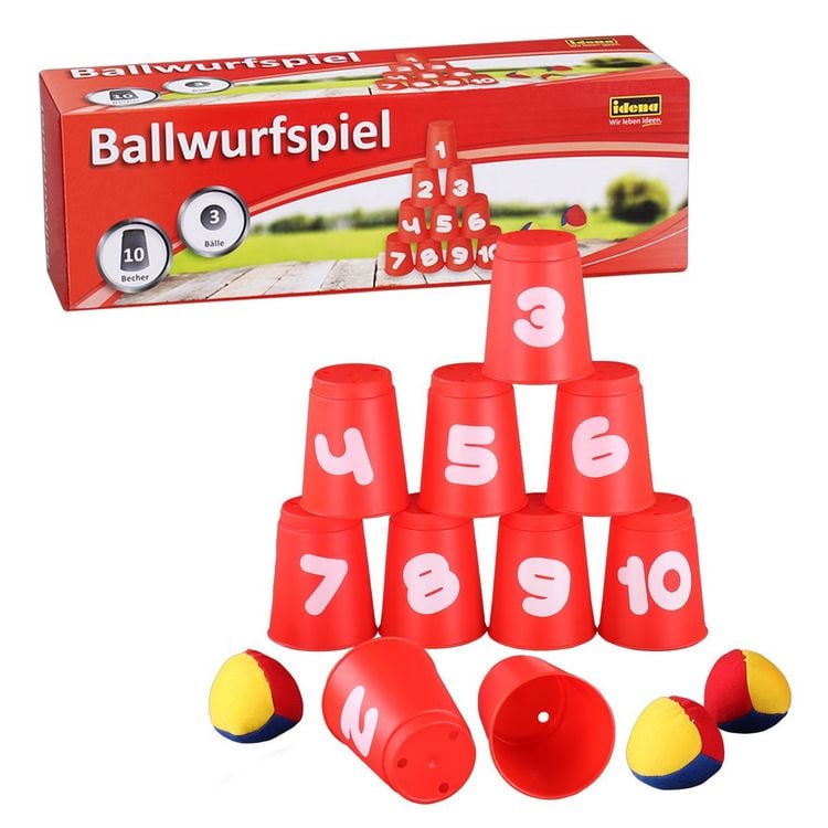 Produktbild: Idena Ballwurfspiel 10 Becher und 3 B&auml;llen