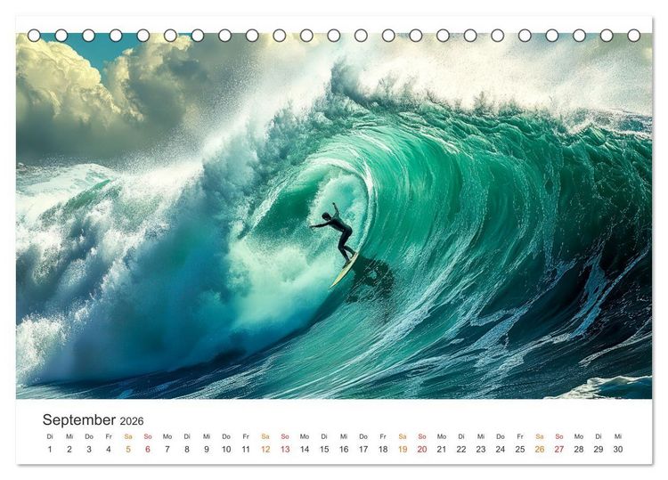 Produktbild: Surfen - Ride the Wave (Tischkalender 2026 DIN A5 quer), CALVENDO Monatskalender