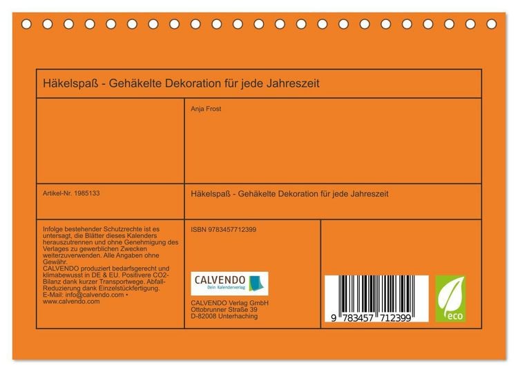 Produktbild: H&auml;kelspa&szlig; - Geh&auml;kelte Dekoration f&uuml;r jede Jahreszeit (Tischkalender 2026 DIN A5 quer), CALVENDO Monatskalender