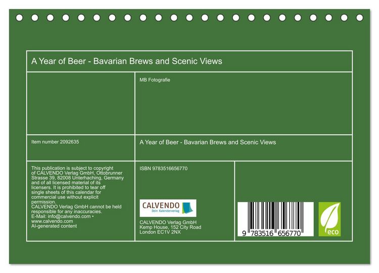 Produktbild: A Year of Beer - Bavarian Brews and Scenic Views (Desk Calendar 2026 DIN A5 landscape), CALVENDO 12 Month DeskCalendar