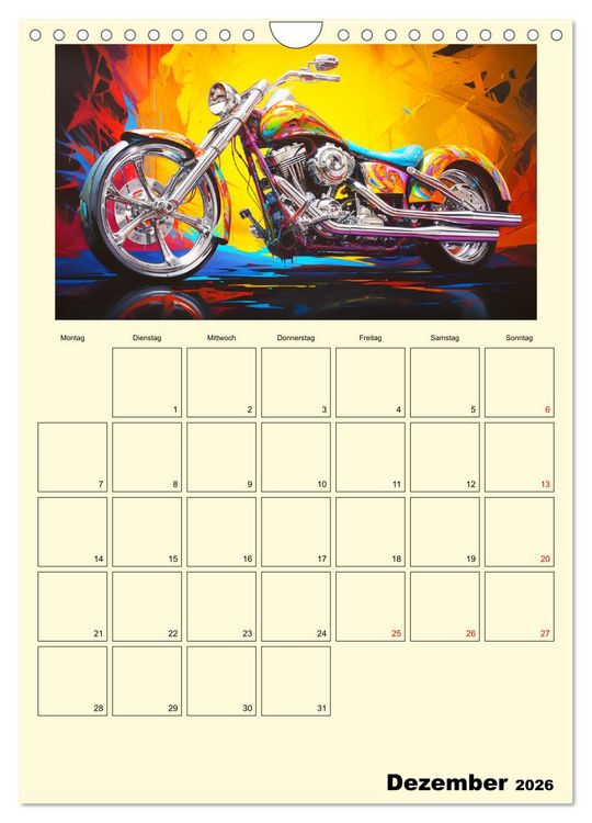 Produktbild: Custom Motorcycle Paintings (Wandkalender 2026 DIN A4 hoch), CALVENDO Monatskalender