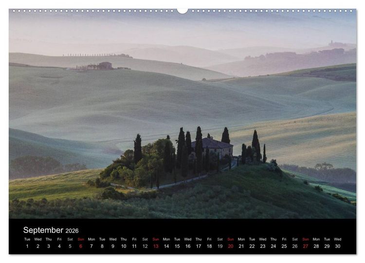 Produktbild: Tuscany Amazing Val d'Orcia (High Quality Premium Wall Calendar 2026 DIN A2 landscape),CALVENDO 12 Month Wall Calendar