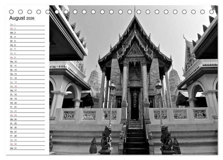 Produktbild: Bangkok Impressionen in Schwarz Wei&szlig; (Tischkalender 2026 DIN A5 quer), CALVENDO Monatskalender