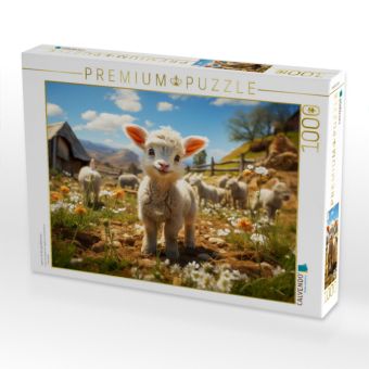 Produktbild: CALVENDO Puzzle Lamm, ich bin gl&uuml;cklich hier | 1000 Teile Lege-Gr&ouml;&szlig;e 64x48cm Foto-Puzzle f&uuml;r gl&uuml;ckliche Stunden