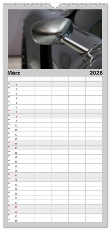 Produktbild: Familienplaner 2026 - Heiligs Blechle - Porsche-Ikonen im Detail mit 5 Spalten (Wandkalender, 21 x 45 cm) CALVENDO