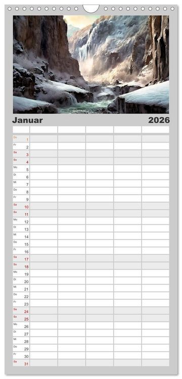 Produktbild: Familienplaner 2026 - Landschaften im Jahreskreis mit 5 Spalten (Wandkalender, 21 x 45 cm) CALVENDO