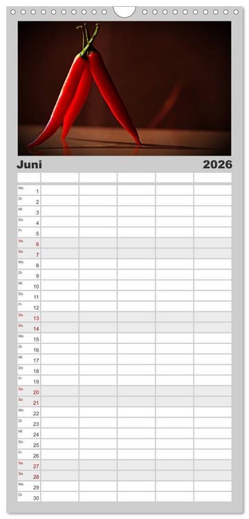 Produktbild: Familienplaner 2026 - Hot Chili K&uuml;chen Kalender mit 5 Spalten (Wandkalender, 21 x 45 cm) CALVENDO