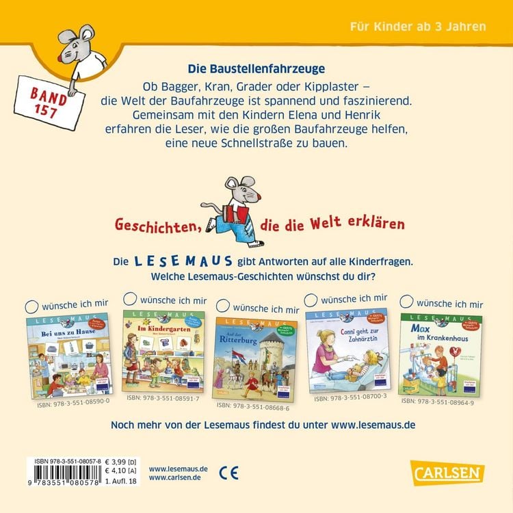 Produktbild: LESEMAUS 157: Die Baustellenfahrzeuge
