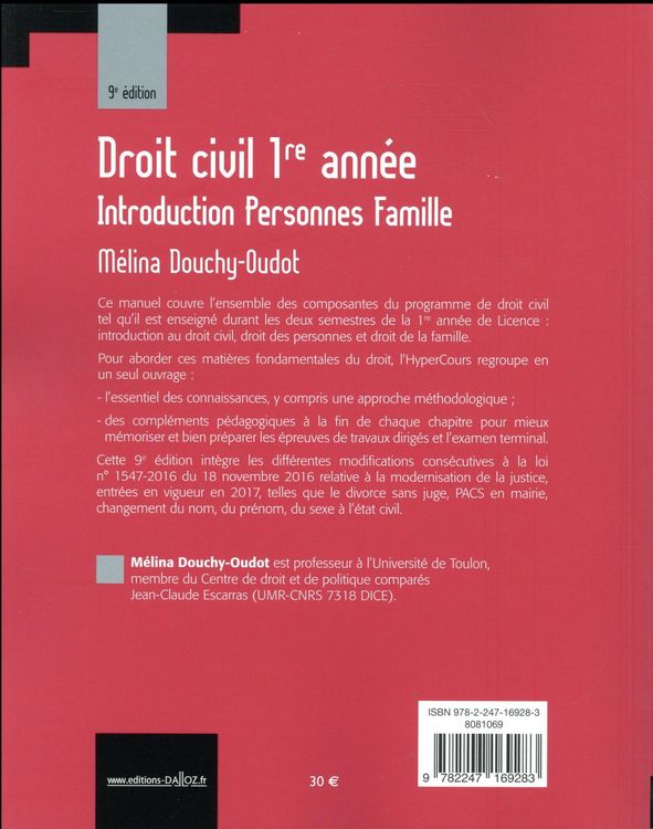 Produktbild: Droit Civil 1re Annee ; Introduction Personnes Famille (9e Edition)