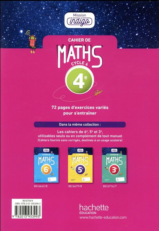 Produktbild: Cahier de maths 4e, cycle 4 : programme 2016