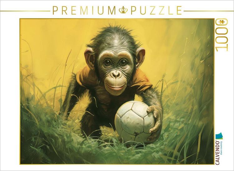 Produktbild: CALVENDO Puzzle Babyaffen im Fussballfieber | 1000 Teile Lege-Gr&ouml;&szlig;e 64x48cm Foto-Puzzle f&uuml;r gl&uuml;ckliche Stunden