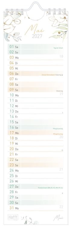 Produktbild: Streifenkalender kompakt 2027