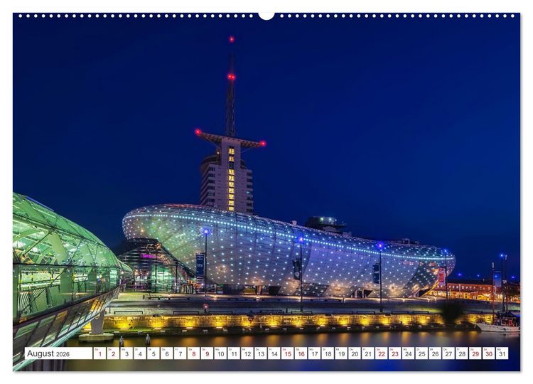 Produktbild: Bremen und Bremerhaven - Nachtaufnahmen (Wandkalender 2026 DIN A2 quer), CALVENDO Monatskalender
