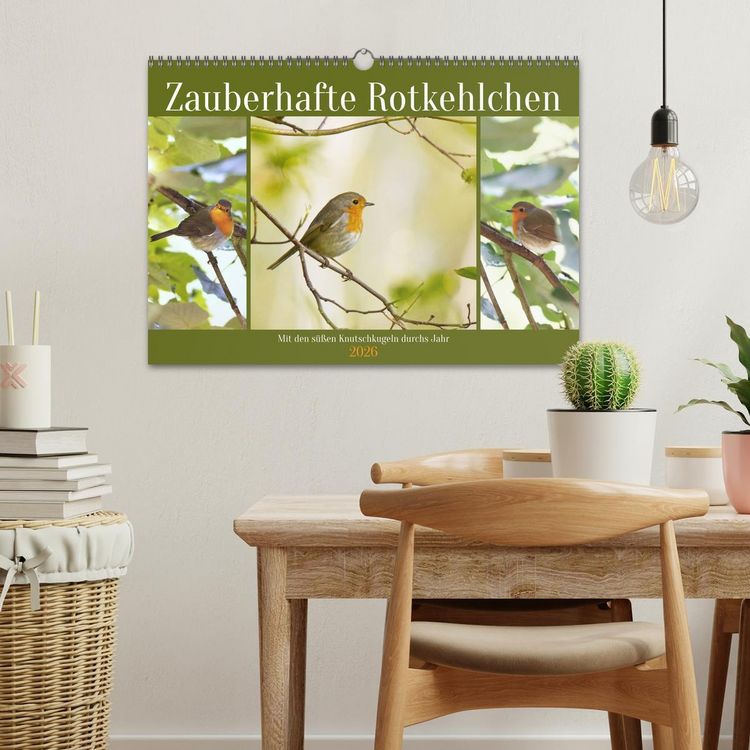 Produktbild: Zauberhafte Rotkehlchen (Wandkalender 2026 DIN A3 quer), CALVENDO Monatskalender