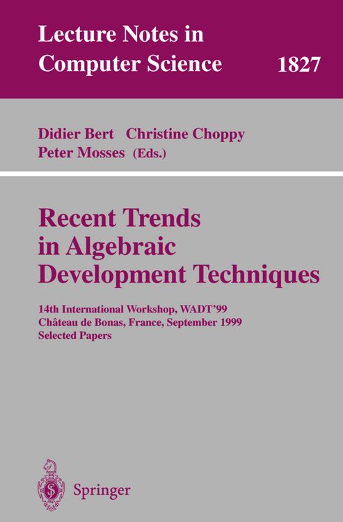 Produktbild: Recent Trends in Algebraic Development Techniques