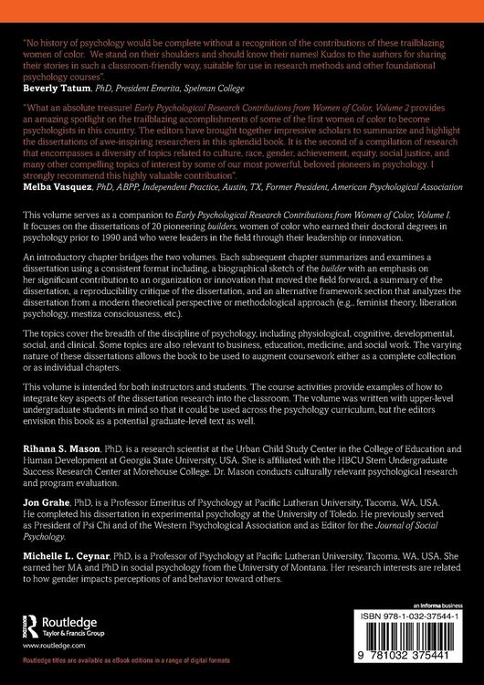 Produktbild: Early Psychological Research Contributions from Women of Color, Volume 2