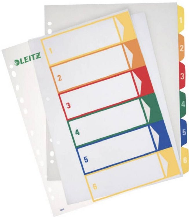 Produktbild: LEITZ&reg; Register Vollformat &uuml;berbreit farbig, 1-6 6teilig
