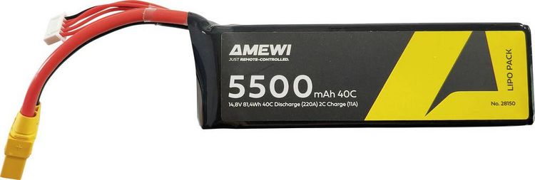 Produktbild: Amewi Modellbau-Akkupack (LiPo) 14.8V 5500 mAh Zellen-Zahl: 4 Softcase XT90