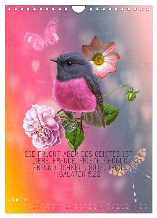 Produktbild: Bibelworte f&uuml;r Vogelfreunde (Wandkalender 2026 DIN A4 hoch), CALVENDO Monatskalender