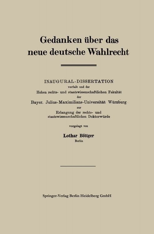 Produktbild: Gedanken &uuml;ber das neue deutsche Wahlrecht