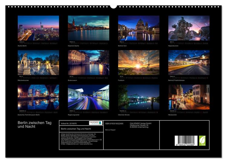Produktbild: Berlin zwischen Tag und Nacht (hochwertiger Premium Wandkalender 2026 DIN A2 quer), Kunstdruck in Hochglanz