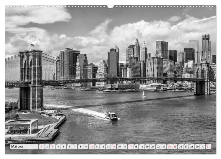 Produktbild: BROOKLYN BRIDGE Das Wahrzeichen von New York City (hochwertiger Premium Wandkalender 2026 DIN A2 quer), Kunstdruck in Hochglanz