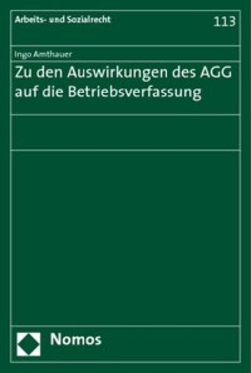 Produktbild: Zu den Auswirkungen des AGG auf die Betriebsverfassung