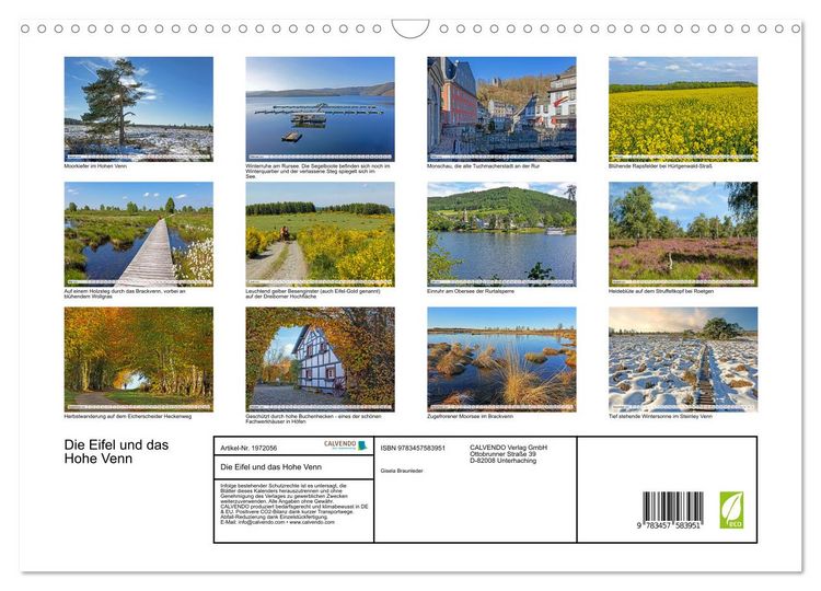 Produktbild: Die Eifel und das Hohe Venn (Wandkalender 2026 DIN A3 quer), CALVENDO Monatskalender