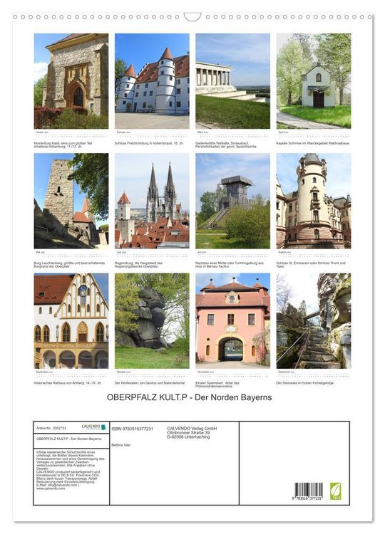 Produktbild: OBERPFALZ KULT.P - Der Norden Bayerns (Wandkalender 2026 DIN A2 hoch), CALVENDO Monatskalender