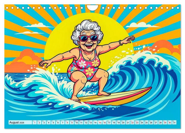 Produktbild: Oma rockt den Ruhestand - Lustiger Frauenkalender mit Humor (Wandkalender 2026 DIN A4 quer), CALVENDO Monatskalender