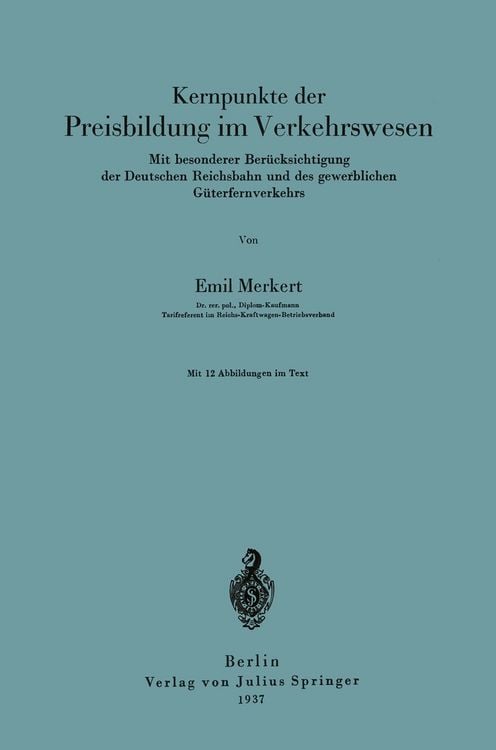 Produktbild: Kernpunkte der Preisbildung im Verkehrswesen