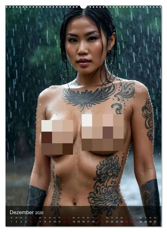 Produktbild: Tattoo Queens Asien (hochwertiger Premium Wandkalender 2026 DIN A2 hoch), Kunstdruck in Hochglanz