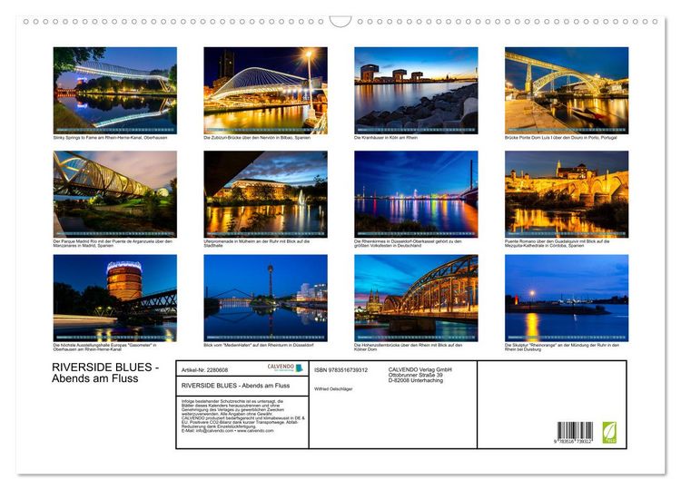 Produktbild: RIVERSIDE BLUES - Abends am Fluss (Wandkalender 2026 DIN A2 quer), CALVENDO Monatskalender