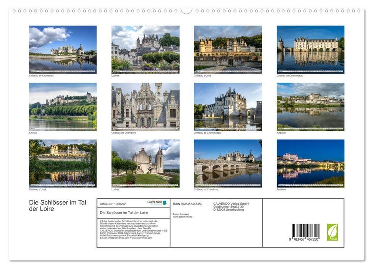 Produktbild: Die Schl&ouml;sser im Tal der Loire (hochwertiger Premium Wandkalender 2026 DIN A2 quer), Kunstdruck in Hochglanz