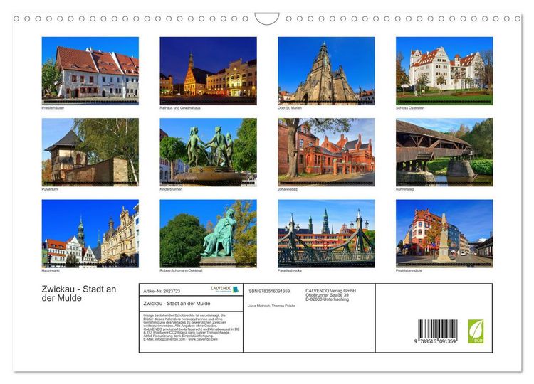Produktbild: Zwickau - Stadt an der Mulde (Wandkalender 2026 DIN A3 quer), CALVENDO Monatskalender