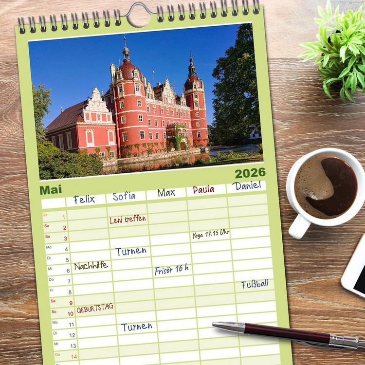 Produktbild: Familienplaner 2026 - Perlen der Oberlausitz mit 5 Spalten (Wandkalender, 21 x 45 cm) CALVENDO