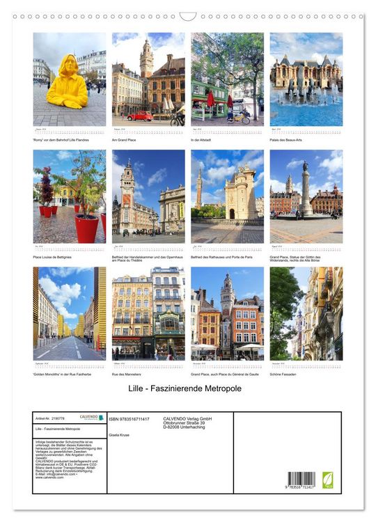 Produktbild: Lille - Faszinierende Metropole (Wandkalender 2026 DIN A2 hoch), CALVENDO Monatskalender