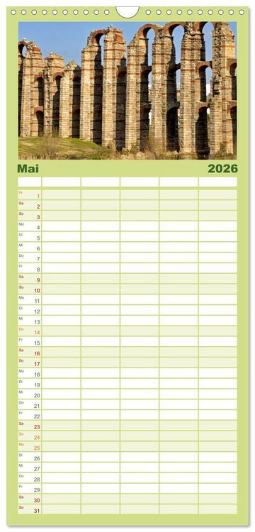 Produktbild: Familienplaner 2026 - Extremadura Spanien mit 5 Spalten (Wandkalender, 21 x 45 cm) CALVENDO