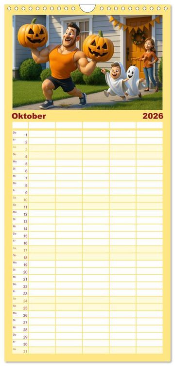Produktbild: Familienplaner 2026 - Meine Familie, Kraftsport und ich mit 5 Spalten (Wandkalender, 21 x 45 cm) CALVENDO