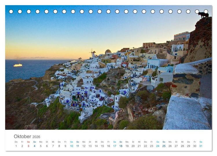 Produktbild: Santorin - Perle der Kykladen (Tischkalender 2026 DIN A5 quer), CALVENDO Monatskalender