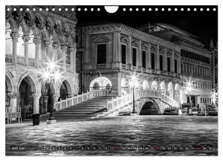 Produktbild: Leuchtendes Venedig &hellip;in monochrom (Wandkalender 2026 DIN A4 quer), CALVENDO Monatskalender