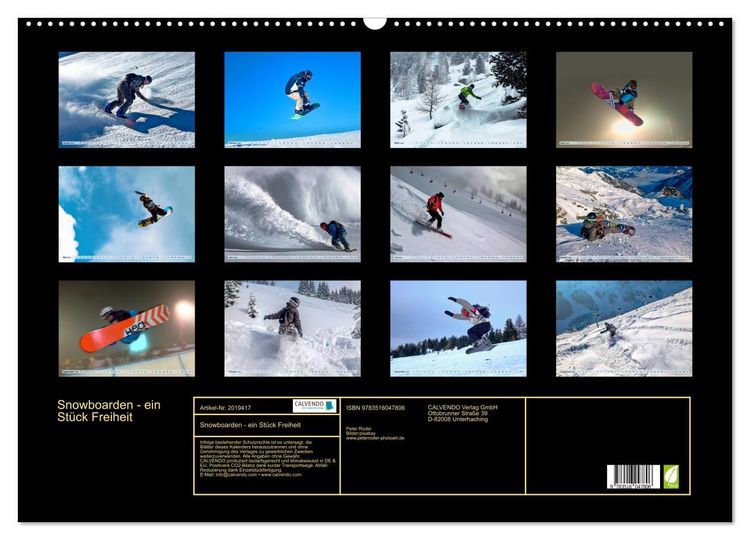 Produktbild: Snowboarden - ein St&uuml;ck Freiheit (Wandkalender 2026 DIN A2 quer), CALVENDO Monatskalender