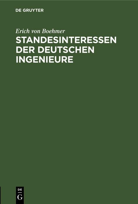 Produktbild: Standesinteressen der deutschen Ingenieure