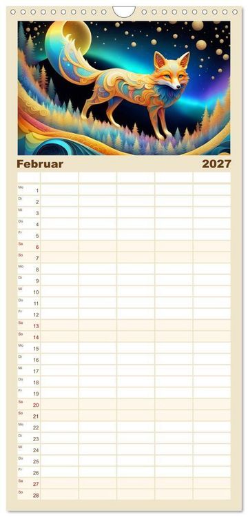 Produktbild: Familienplaner 2027 - Tiere aus Regenbogenfarben mit 5 Spalten (Wandkalender, 21 x 45 cm) CALVENDO