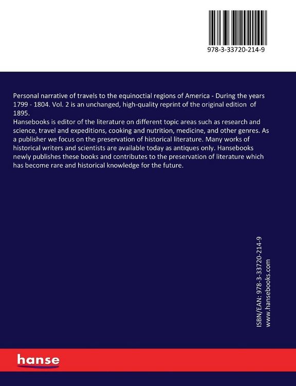Produktbild: Personal narrative of travels to the equinoctial regions of America