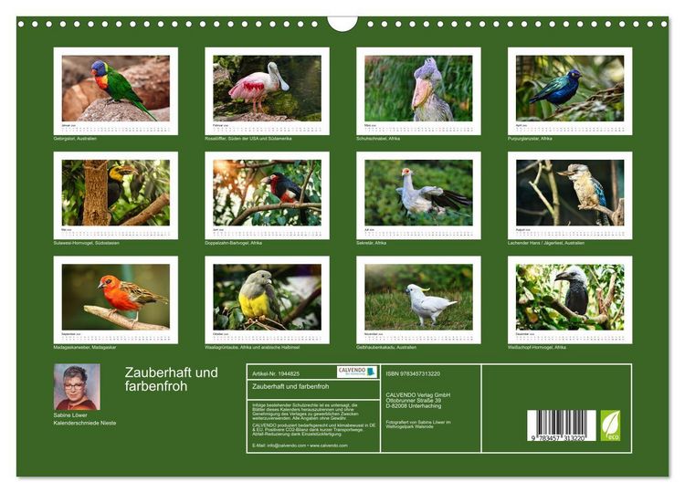 Produktbild: Zauberhaft und farbenfroh (Wandkalender 2026 DIN A3 quer), CALVENDO Monatskalender