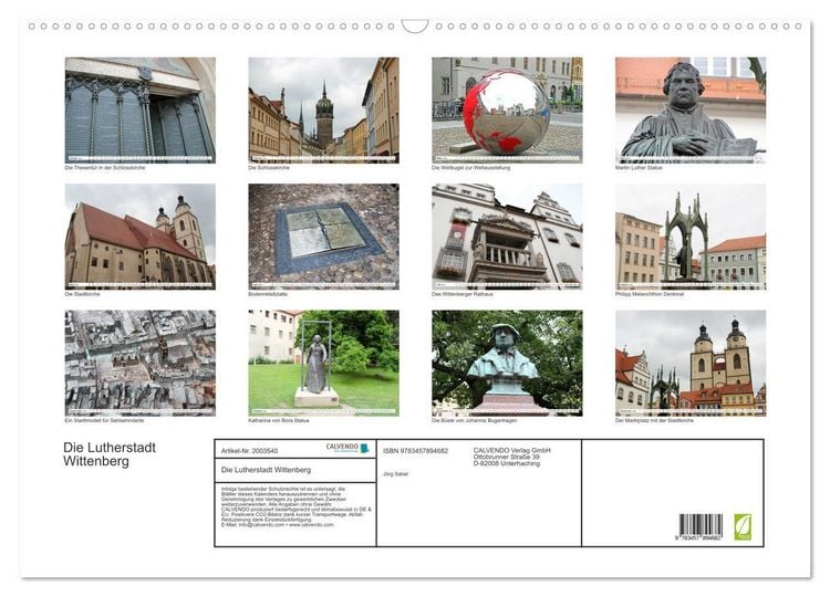 Produktbild: Die Lutherstadt Wittenberg (Wandkalender 2026 DIN A2 quer), CALVENDO Monatskalender