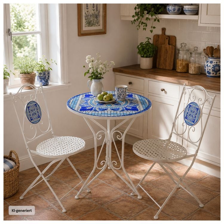 Produktbild: HTI-Living Gartenstuhl 2er-Set Metall Creme Santorin Gartenstuhl 2er-Set Metall Creme Santorin